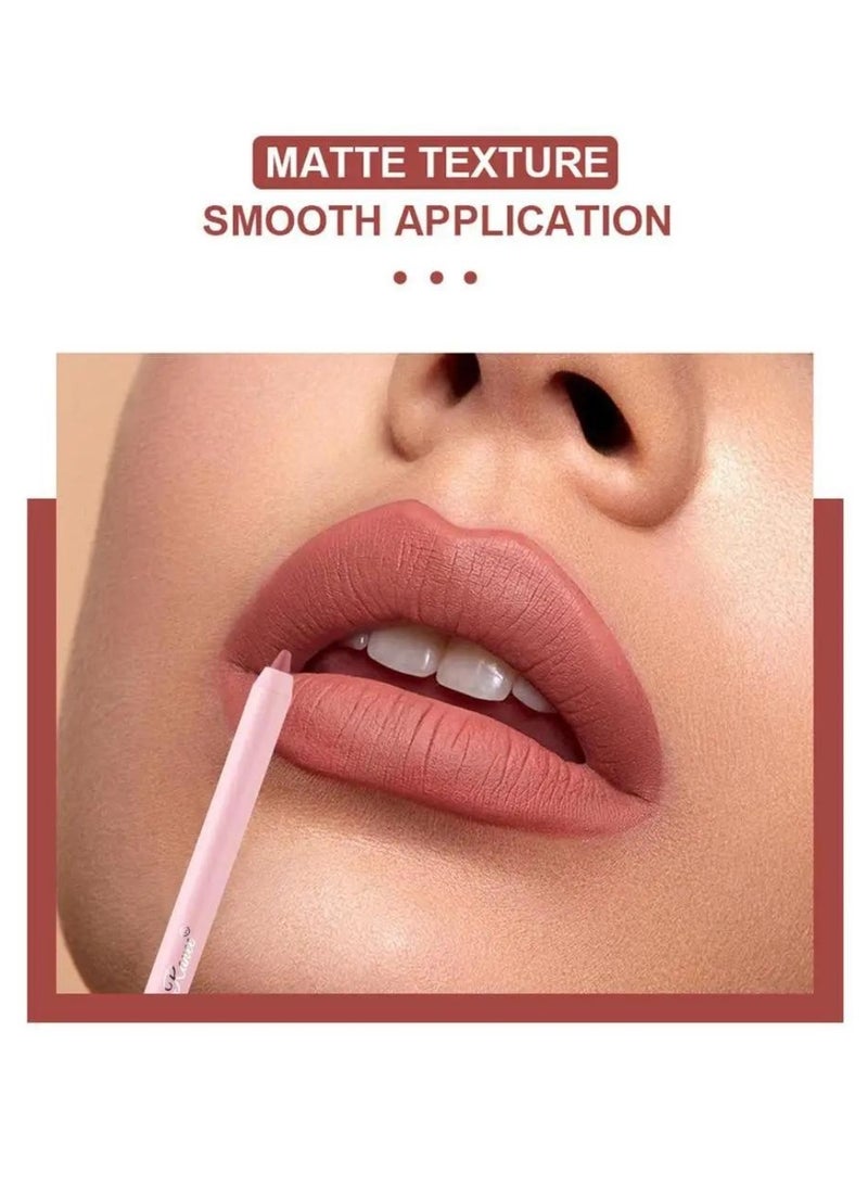Dragon Ranee مجموعة أقلام تحديد الشفاه 12 قطعة، أحمر شفاه مقاوم للماء يدوم طويلاً، مجموعة مكياج تحديد الشفاه، قلم شفاه كامل اللون، تحديد الشفاه بضغطة واحدة للنساء - Image 3