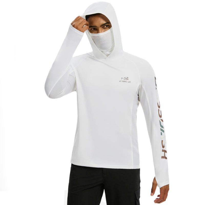 BASSDASH Mens UPF 50 Graphic Fishing Hoodie Shirts with Mask Pocket UV Long Sleeve Moisture Wicking FS47M