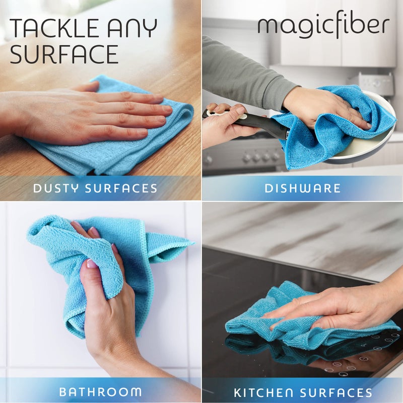 MagicFiber Microfiber Cleaning Cloth - 12 Pack, Large 13" x 11â€ Highly Absorbent Streak-Free Micro Fiber Cleaning Rags Towels for House, Car, Windows, Housekeeping, Household Dusting, Kitchen - Image 4