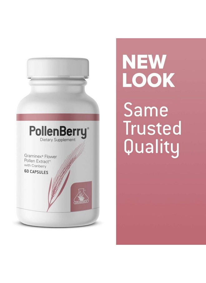 GRAMINEX - Pollenberry Dietary Supplement G60 Concentrated Flower Pollen Extract Cranberry Powder Supports Skin Urinary Tract And Bladder Health Natural Antioxidant 60 Capsules - Image 1