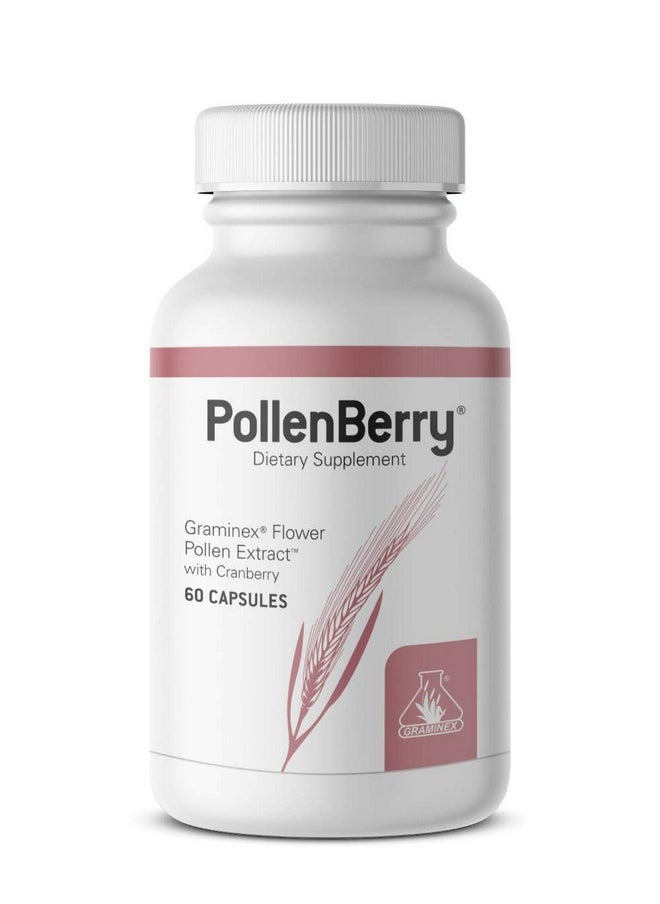 GRAMINEX - Pollenberry Dietary Supplement G60 Concentrated Flower Pollen Extract Cranberry Powder Supports Skin Urinary Tract And Bladder Health Natural Antioxidant 60 Capsules - Image 1