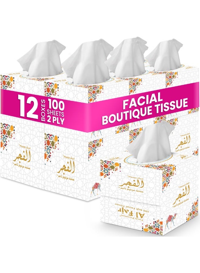 SNH Packing Al Fajr Cubic Box Facial Tissue Pack of 12, 2 Ply x 100 Tissues Each Cube Box - Image 1