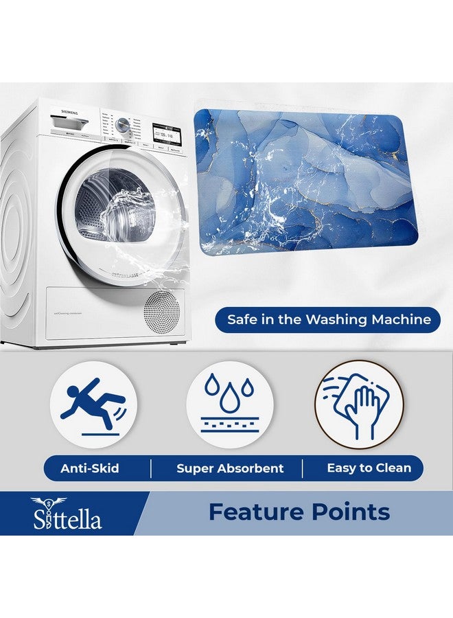 SITTELLA® 2 Pieces (3.5mm) Anti-Skid Water Soaking Marble Print Door Mat, Water Absorbent Mat (40x60cm) Blue - Image 5