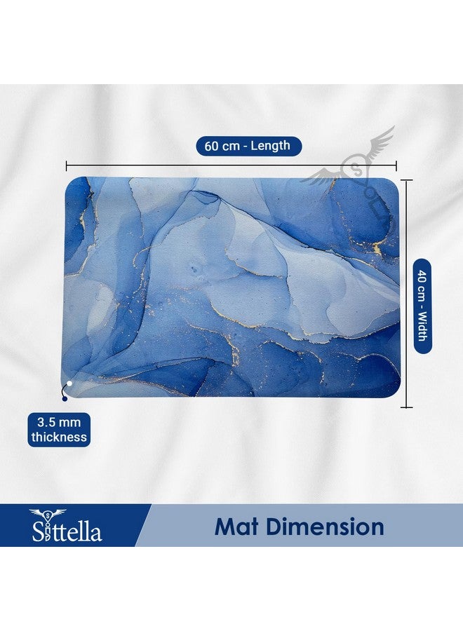 SITTELLA® 2 Pieces (3.5mm) Anti-Skid Water Soaking Marble Print Door Mat, Water Absorbent Mat (40x60cm) Blue - Image 2