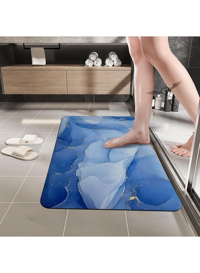 SITTELLA® 2 Pieces (3.5mm) Anti-Skid Water Soaking Marble Print Door Mat, Water Absorbent Mat (40x60cm) Blue - Image 1
