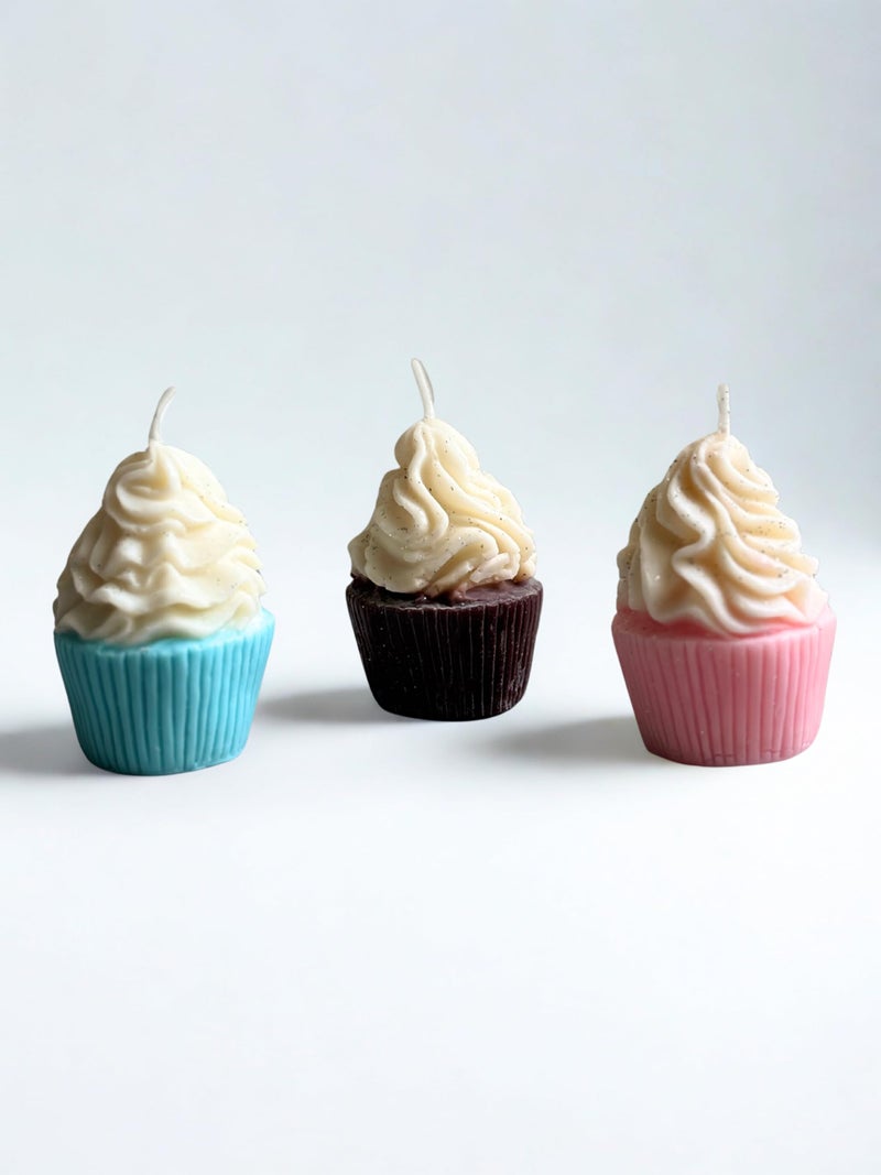 Goyoham | Pack of 3, Premium Decorative Cupcake Candles | Coffee, Ocean Breeze & Strawberry Fragrance - Image 1