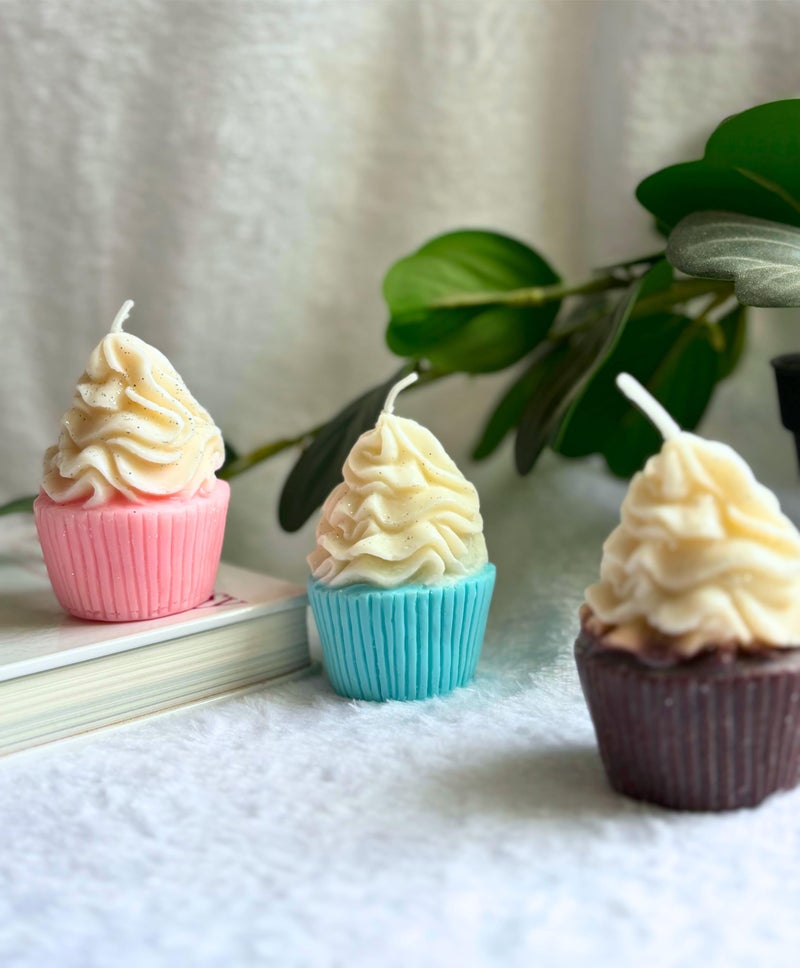 Goyoham | Pack of 3, Premium Decorative Cupcake Candles | Coffee, Ocean Breeze & Strawberry Fragrance - Image 2