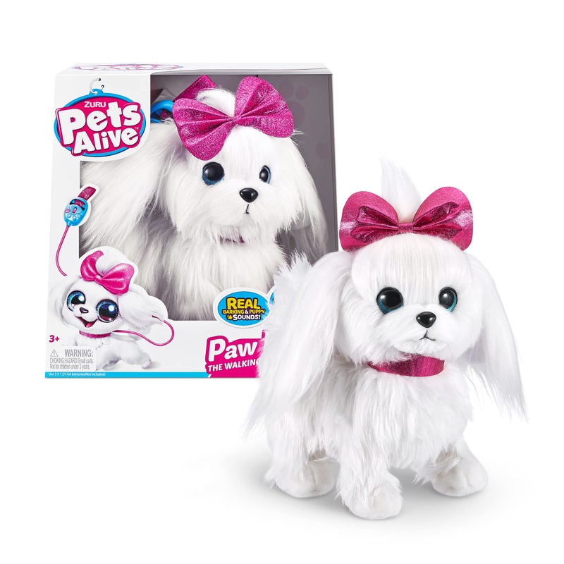 Pets Alive Lil' Paw The Walking Puppy by ZURU Interactive Dog That Walk, Waggle, and Barks, Interactive Plush Pet, Electronic Leash, Soft Toy for Kids and Girls - Image 1