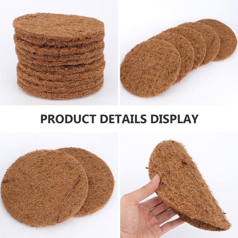 OUNONA 10Pcs Coconut Fiber Bird Nesting Pads - Round Mats for Pigeon, Finch, Lovebird, Hummingbird, Rabbit, Hamster - 5.9 Inch Diameter, 0.31 Inch Thick - Image 4
