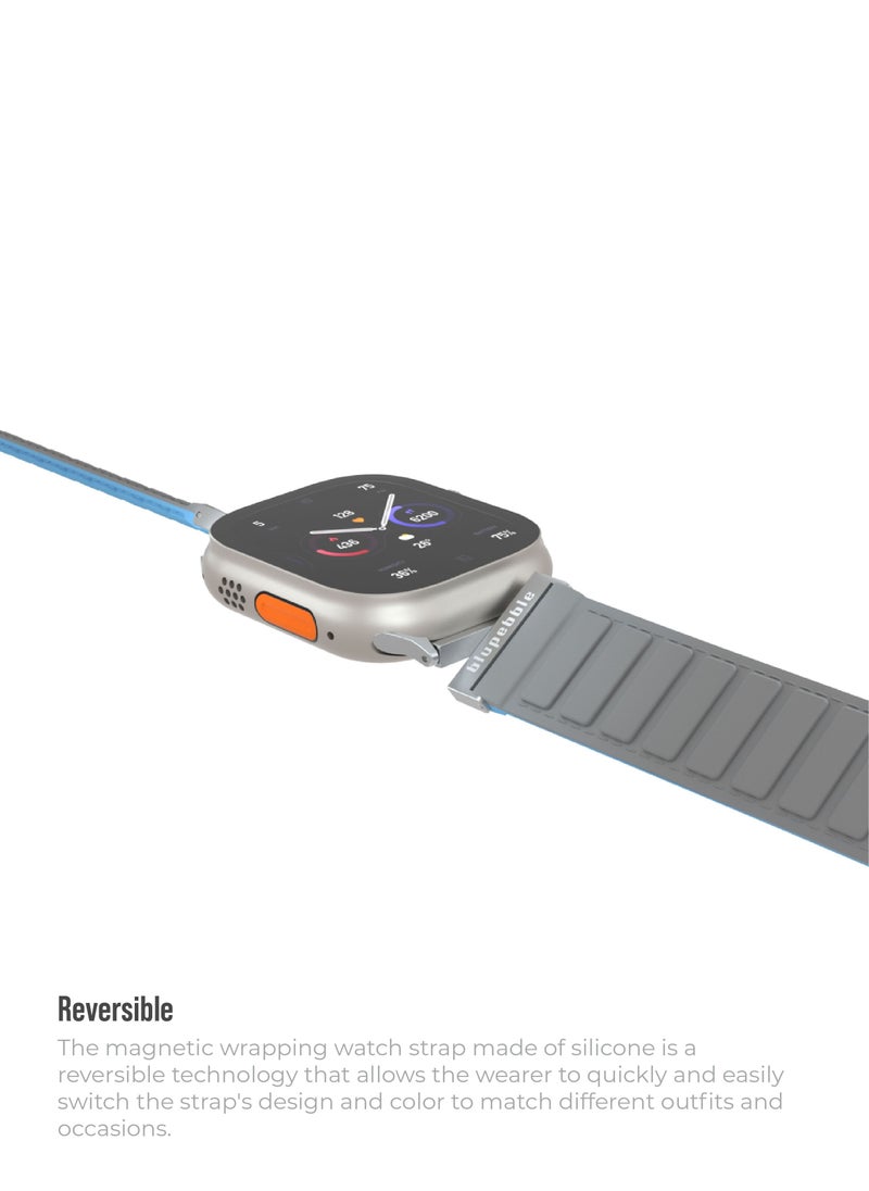 blupebble - Silicone Reversible Magnetic Strap for Apple Watch Ultra 49/45/44/42MM Compatible with Series 8 | 7 | 6 | 5 | 4 | 3 | SE - Image 1