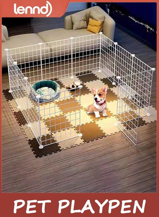 LENND DIY Pet Playpen, Animal Cage Portable pet panels,Pigs, Rabbits,Dog Cage,Cat Cage Crate Fence Tent for Indoor Outdoor (STYLE A, WHITE) - Image 3