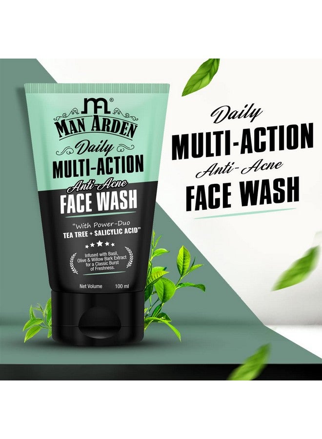 Man Arden غسول وجه مان أردن اليومي متعدد الفعالية لمكافحة حب الشباب - شجرة الشاي + حمض الساليسيليك للبشرة الدهنية، 100 مل - Image 3