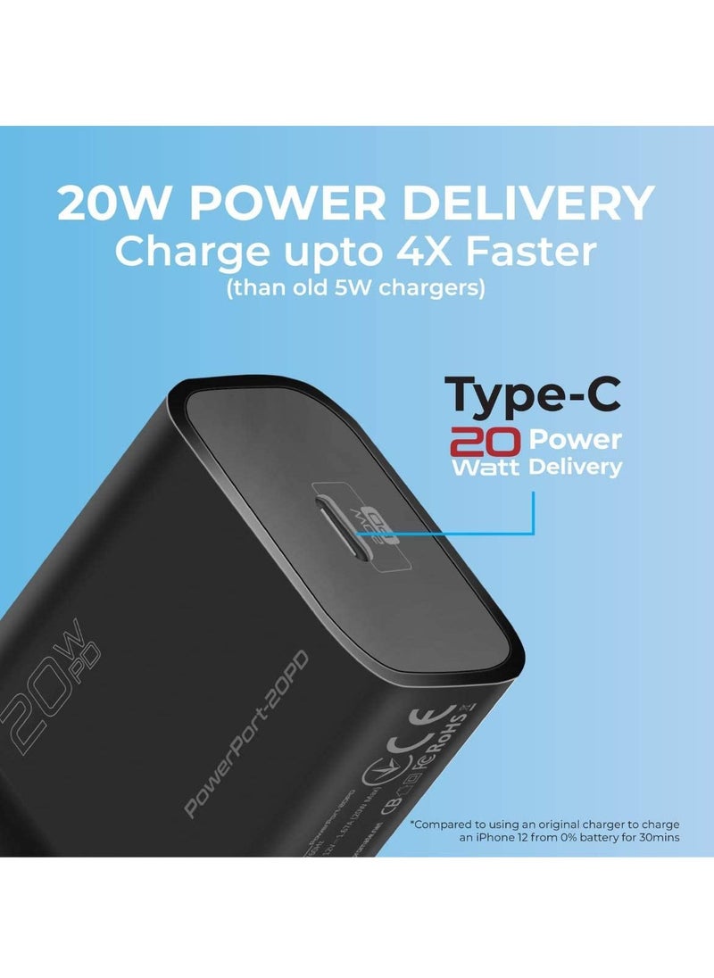 Generic - 20W USB-C Charger with Power Delivery, Ultra-Compact Fast Charge Type-C Wall Adapter with USB-C Power Delivery for iPhone 12/12 Mini/12 Pro/12 Pro Max, iPad Pro, PowerPort20PD- - Image 1