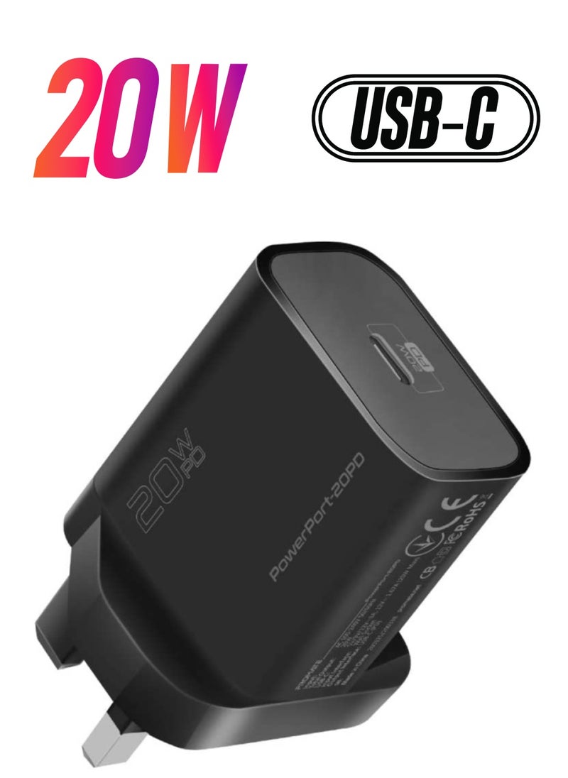 Generic - 20W USB-C Charger with Power Delivery, Ultra-Compact Fast Charge Type-C Wall Adapter with USB-C Power Delivery for iPhone 12/12 Mini/12 Pro/12 Pro Max, iPad Pro, PowerPort20PD- - Image 1