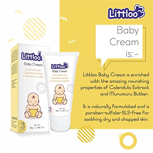 LITTLOO Moisturizing Baby Cream With Natural Ingredients Like Coconut Oil, Calendula, Murumuru Butter, Paraben & Phthalate free- 50gm(Pack of 2) - Image 2