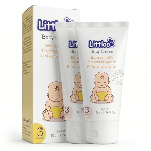 LITTLOO Moisturizing Baby Cream With Natural Ingredients Like Coconut Oil, Calendula, Murumuru Butter, Paraben & Phthalate free- 50gm(Pack of 2) - Image 1
