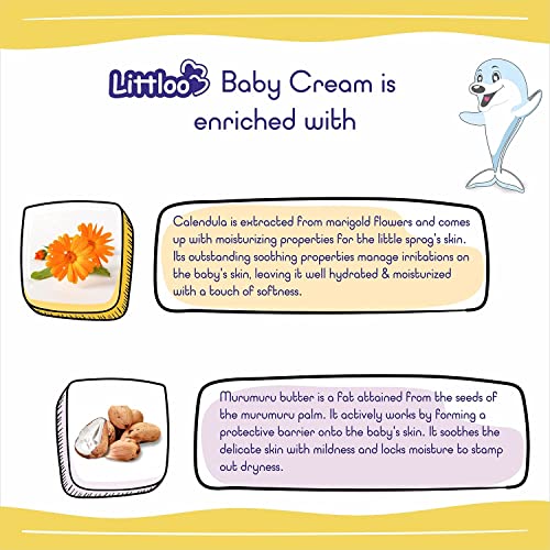 LITTLOO Moisturizing Baby Cream With Natural Ingredients Like Coconut Oil, Calendula, Murumuru Butter, Paraben & Phthalate free- 50gm(Pack of 2) - Image 3