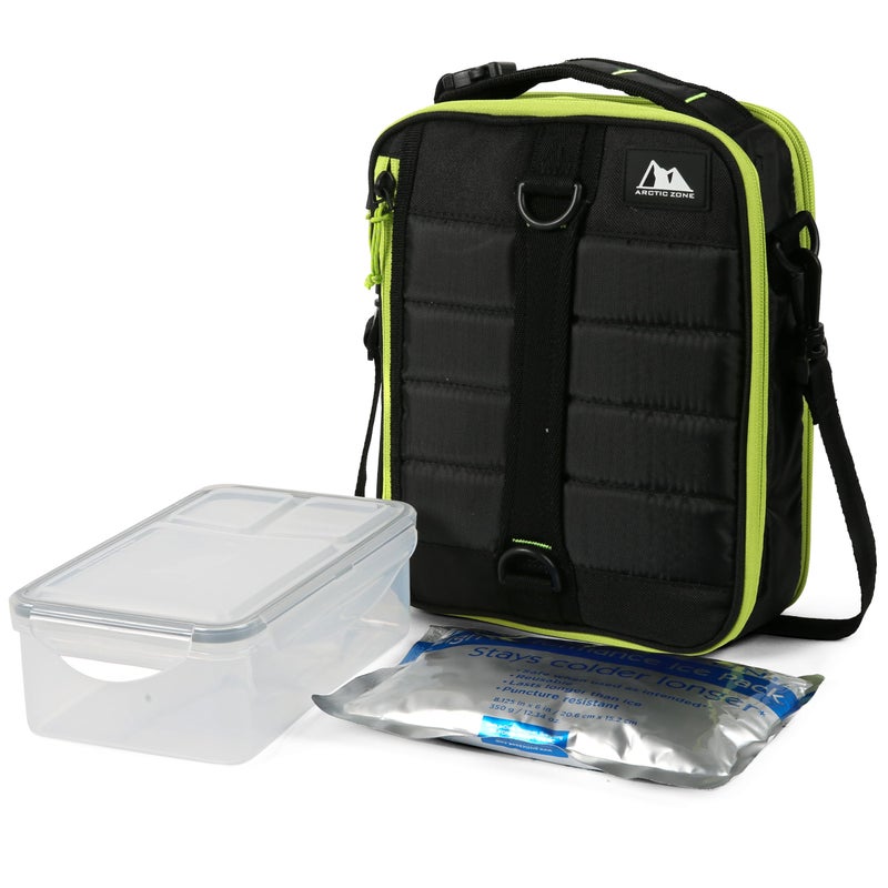 Arctic Zone Ultimate Upright Expandable Lunch Pack Dual Compartment Insulated  Black