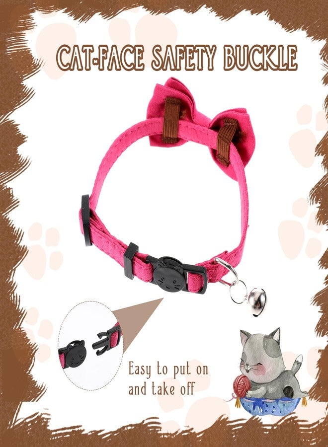 Sliverdew 2 Pcs Kitten Bow Tie Collar with Bell Cute Cat Collar for Girl Boy Cats Breakaway Cat Collars Adjustable Small Puppy Safety Collar Solid Color Plaid Pet Collar (Pink) - Image 5