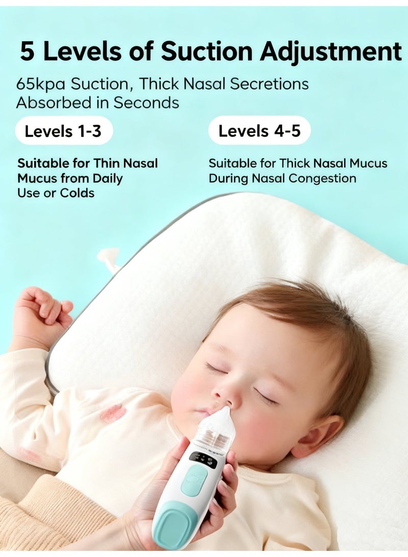 Electric Silent Baby Nasal Aspirator Automatic Nose Cleaner With Silicone Nose Tips Music Soothing Function Rechargeable Portable Nasal Aspirators - Image 3