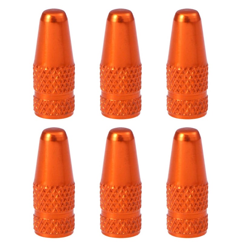 VORCOOL 6pcs Bike Valve Caps Aluminum Alloy French Style Bicycle Bike Tire Valve Caps Dust Covers Orange