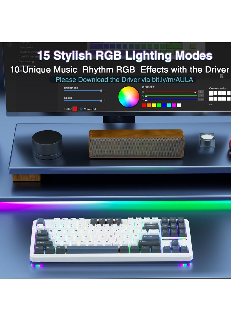 AULA - F87pro Wireless Mechanical Keyboard 75% 2.4GHz/USB-C/BT5.0 RGB Backlit Mechanical Keyboard - Image 1