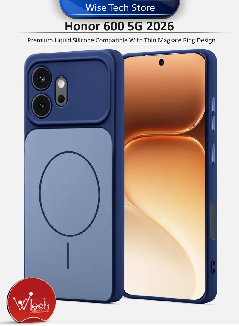 Wtech Honor 600 5G 2026 Premium Liquid Silicone Compatible With Thin Magsafe Ring Case Cover (MCMPMN) - Navy Blue - Image 1