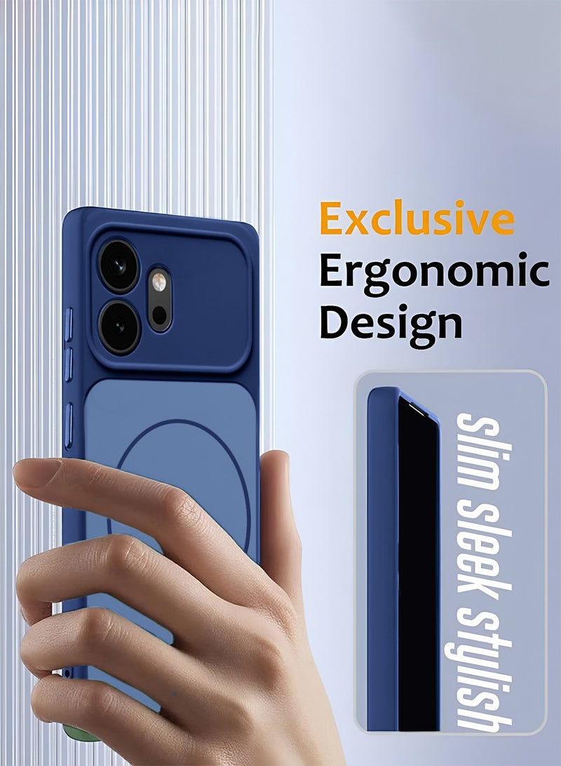 Wtech Honor 600 5G 2026 Premium Liquid Silicone Compatible With Thin Magsafe Ring Case Cover (MCMPMN) - Navy Blue - Image 2