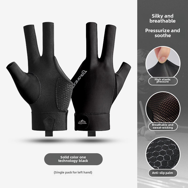 Professional Billiards 3-Finger Gloves[left hand single] XG67 black [left hand single] XG67 black 