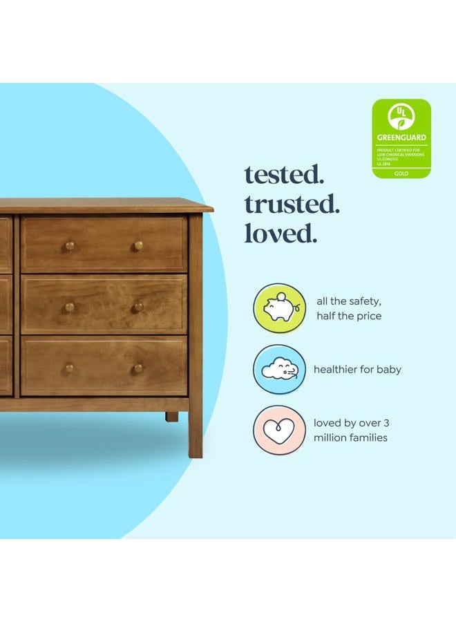 Davinci Jayden 6-Drawer Double Wide Dresser in Chestnut, Greenguard Gold Certified - Image 4