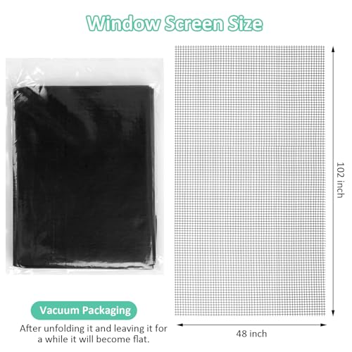 Rindion 48x102 Inch Window Screen Replacement DIY Adjustable PetProof Patio Screen AntiMosquito Window Screen Mesh for Porch and Sliding Doors Black - Image 3