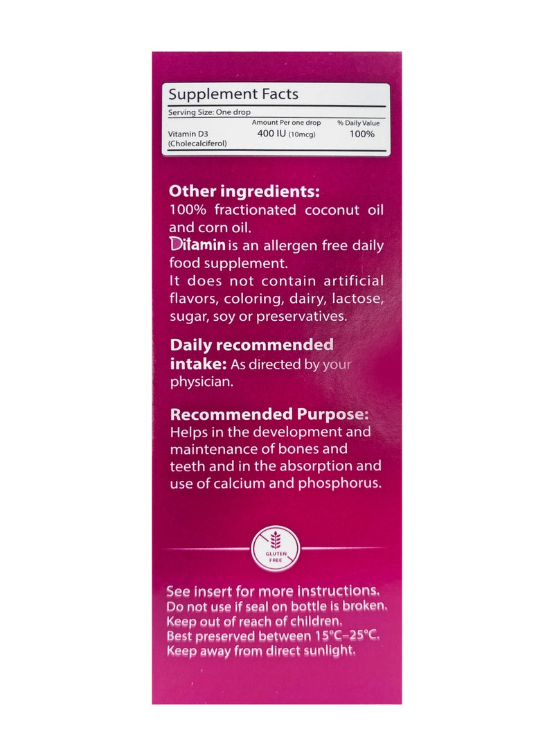 Ditamin 400 Babyvit Liquid Vitamin D3 400IU/Drop 10ml - Image 3