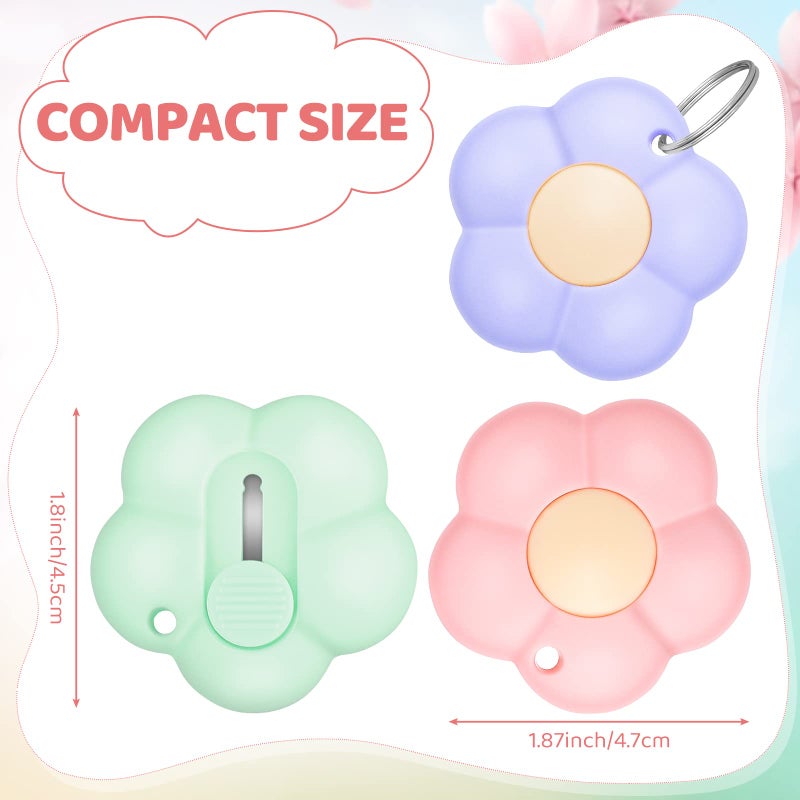Honoson 8 Pieces Mini Utility Knives Cloud and Flower Shaped Box Cutter Retractable Letter Opener Paper Envelope Carton Portable Cutter with Hole for Office and Home Use(Flower) - Image 2