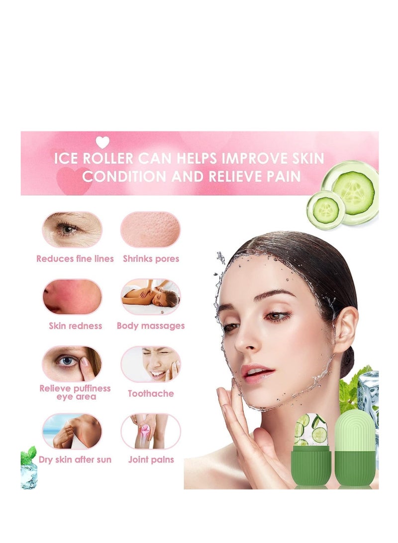 Glowudz Glowudz Reusable Silicone Facial Massage Ice Mold for Face and Eye Puffiness Relief Face Roller Skin Care Tighten Skin Green  - Image 2