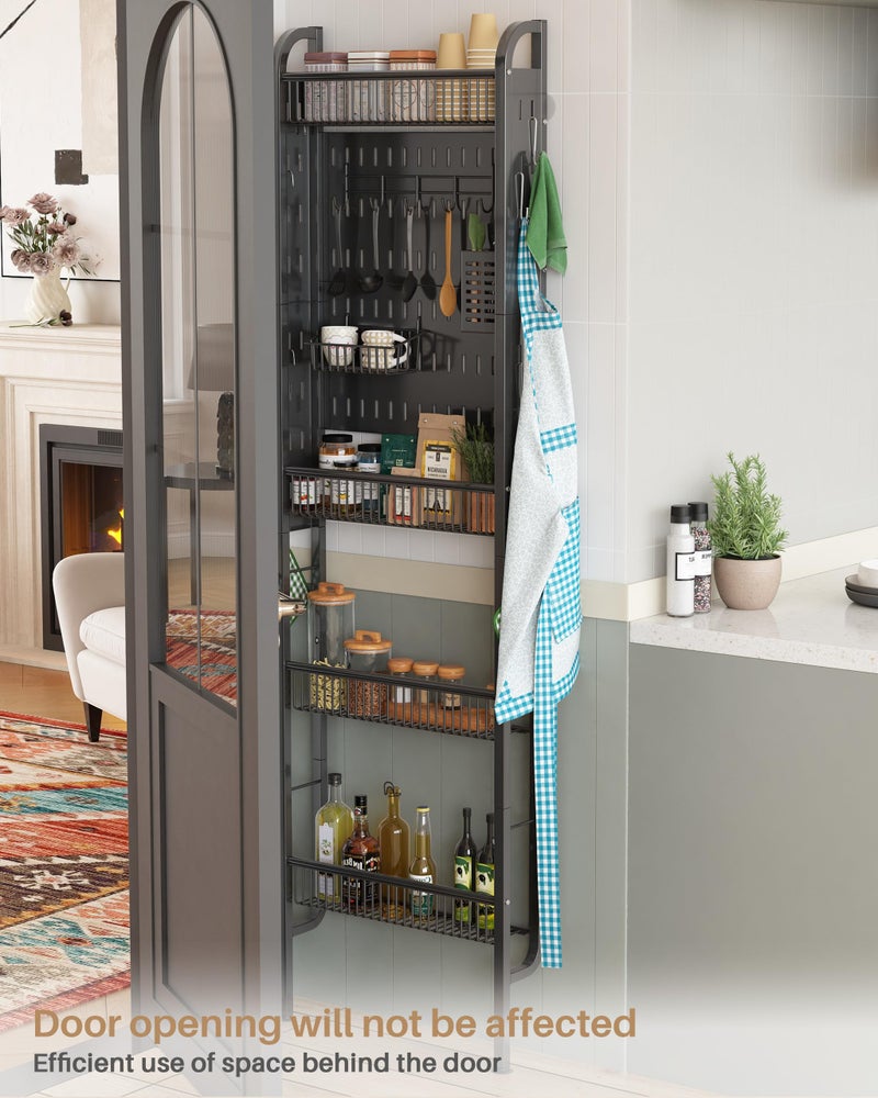 UMDONX Behind The Door Bathroom Shelf Narrow 4-Tier, Metal Storage Rack, Space-Saving Slim Storage Shelf Narrow Shelving Unit for Bathroom and Kitchen Black - Image 4