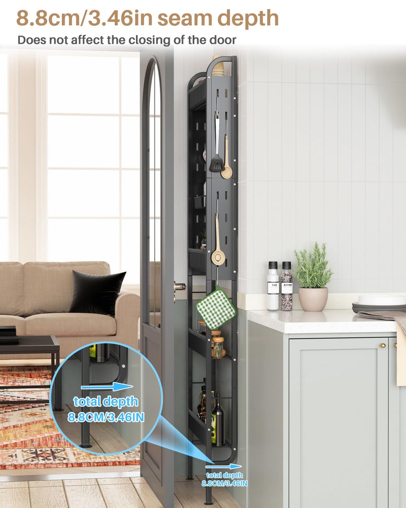 UMDONX Behind The Door Bathroom Shelf Narrow 4-Tier, Metal Storage Rack, Space-Saving Slim Storage Shelf Narrow Shelving Unit for Bathroom and Kitchen Black - Image 3