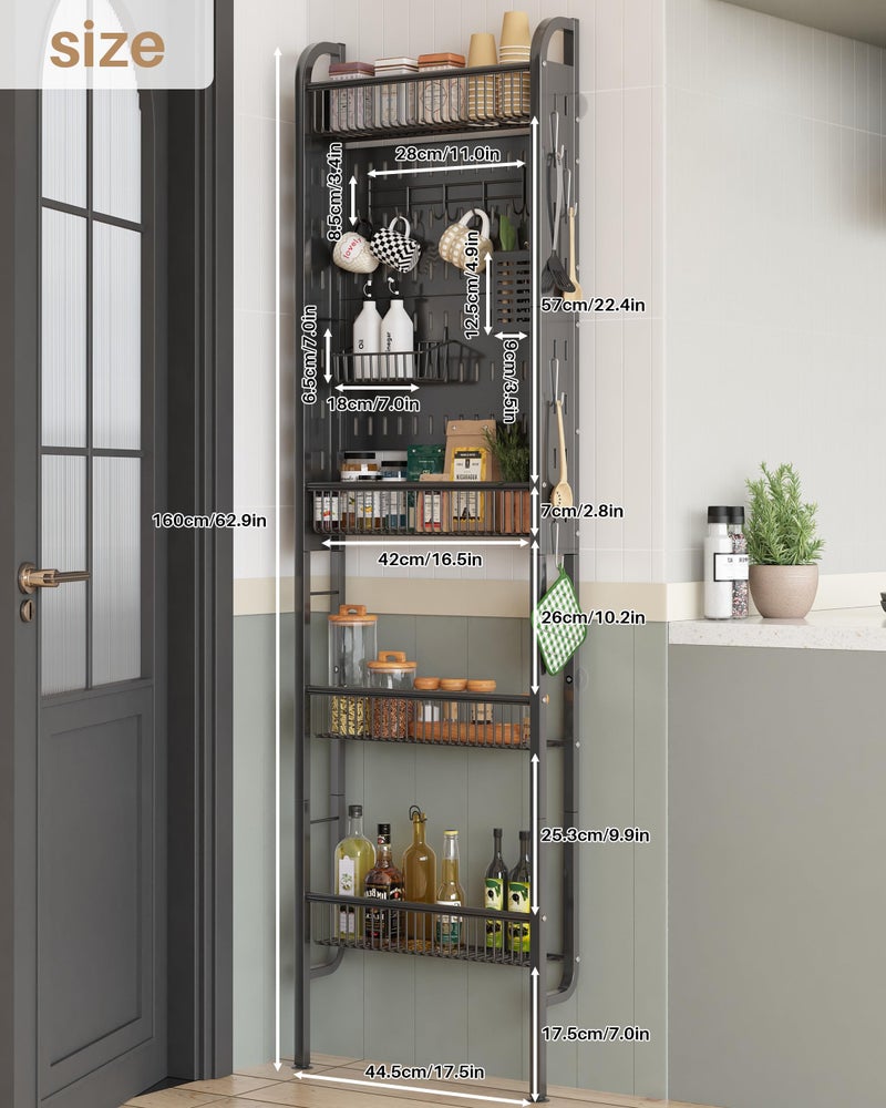 UMDONX Behind The Door Bathroom Shelf Narrow 4-Tier, Metal Storage Rack, Space-Saving Slim Storage Shelf Narrow Shelving Unit for Bathroom and Kitchen Black - Image 2