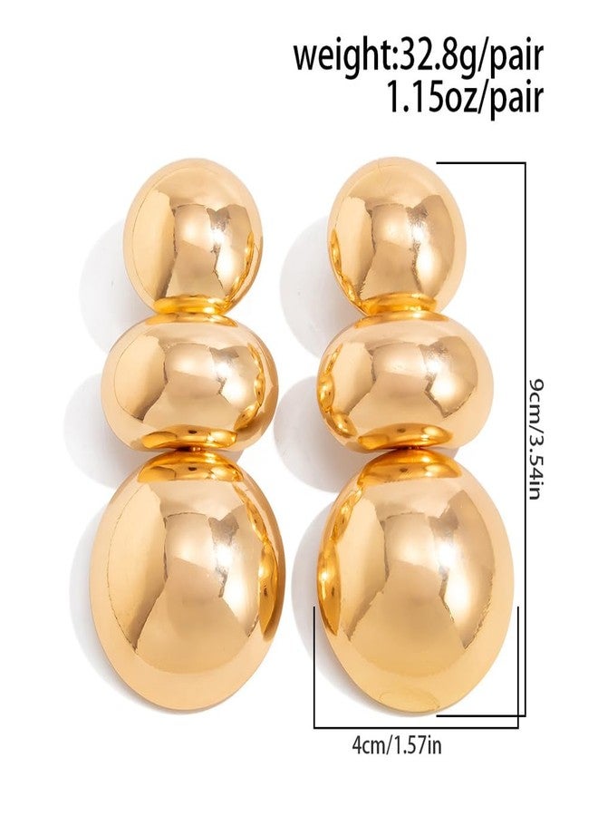 FUTIMELY Chunky Gold Ball Earrings,Big Ball Dangle Earrings for Women,Large Balls Statement Earrings Vintage Jewelry (Gold) - Image 3