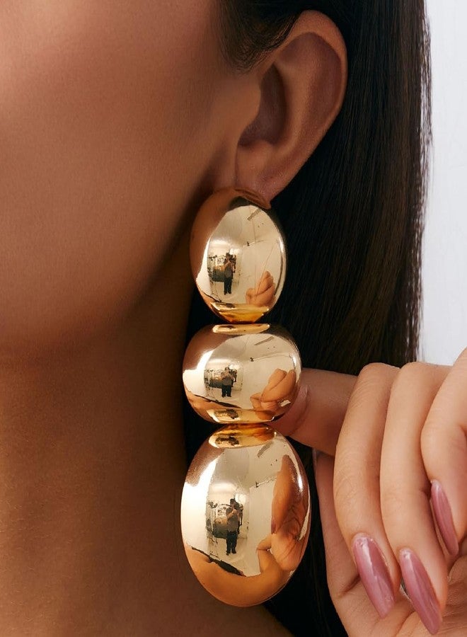 FUTIMELY Chunky Gold Ball Earrings,Big Ball Dangle Earrings for Women,Large Balls Statement Earrings Vintage Jewelry (Gold) - Image 2