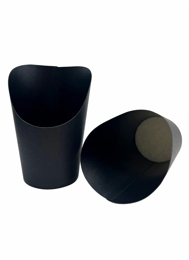 Generic - 50 Pcs 14oz Disposable French Fry Holders - Black Kraft Paper Charcuterie Cups for Waffles, Chips, Popcorn, and Party Treats - Perfect Takeout Food Boxes for Snacks and Cones. - Image 1