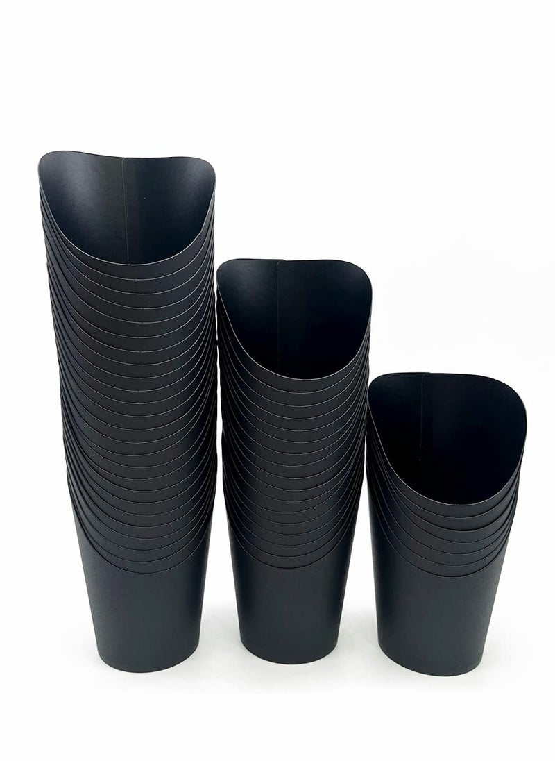 Generic - 50 Pcs 14oz Disposable French Fry Holders - Black Kraft Paper Charcuterie Cups for Waffles, Chips, Popcorn, and Party Treats - Perfect Takeout Food Boxes for Snacks and Cones. - Image 1
