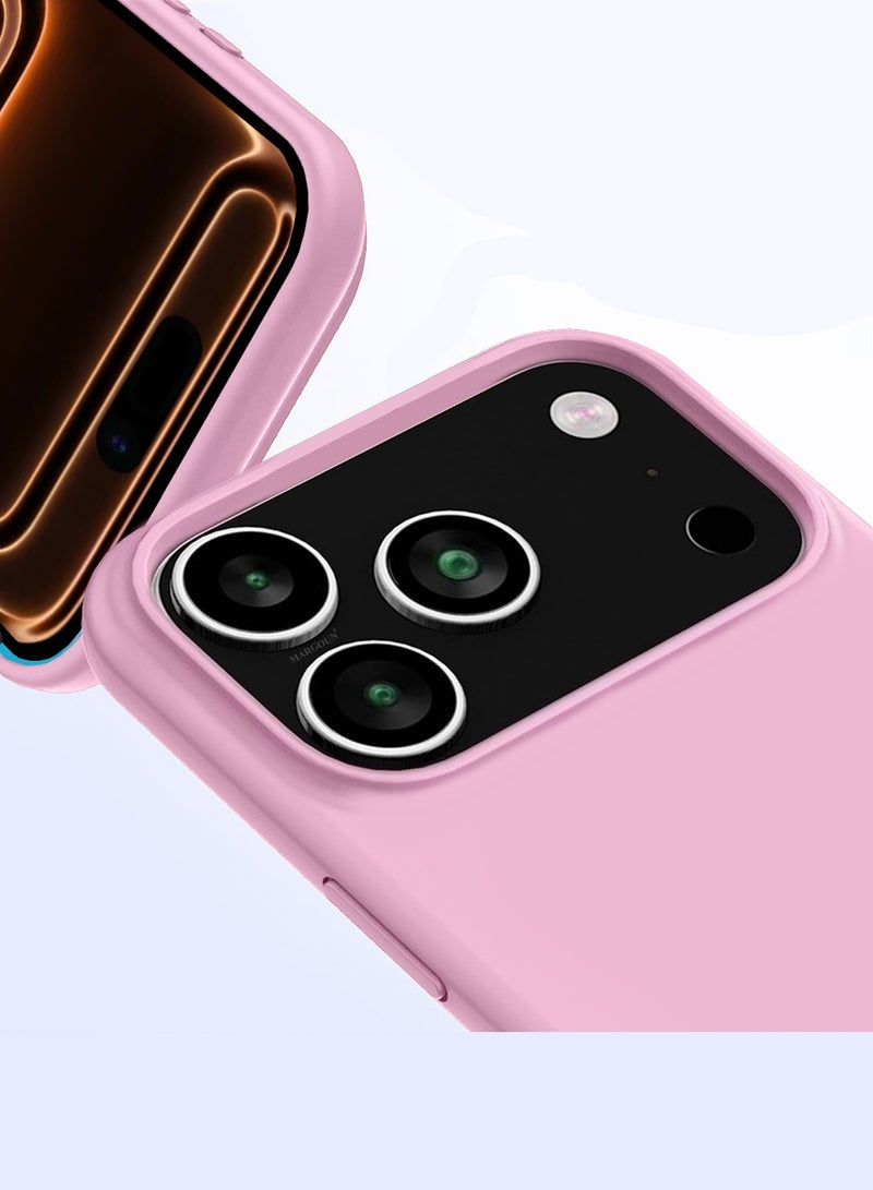 CATANES 2 Packs Silicone Protective Phone Case for iPhone 17 Pro - Soft Anti-Scratch Microfiber Lining Ultra Slim Drop Protection Phone Cover with Privacy Screen Protector - Pink - Image 2