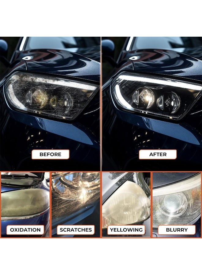 QV5-160 Headlight Restorer Spray 220ml for Car Headlamps – Removes Yellowing, Oxidation, Cloudiness, Minor Scratches, Enhances Brightness & Visibility, Headlight Repair & Refurbish Spray - Image 3