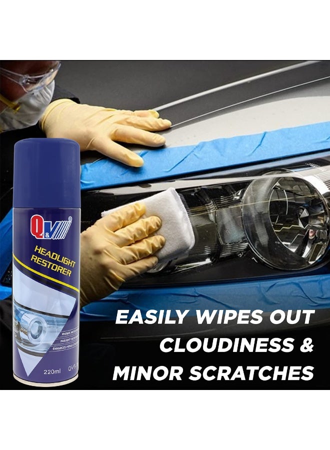 QV5-160 Headlight Restorer Spray 220ml for Car Headlamps – Removes Yellowing, Oxidation, Cloudiness, Minor Scratches, Enhances Brightness & Visibility, Headlight Repair & Refurbish Spray - Image 4