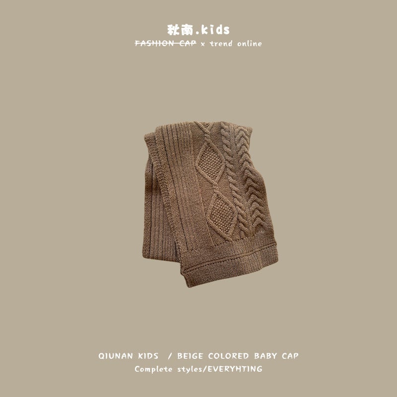 Autumn Kids Scarf 2024 Knitted Childrens Neck Wrap geometric khakis 