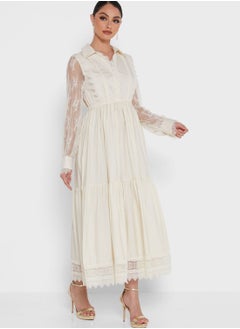 Khizana Mesh Sleeve Embroidered Dress  - Image 1