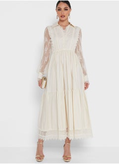 Khizana Mesh Sleeve Embroidered Dress  - Image 4