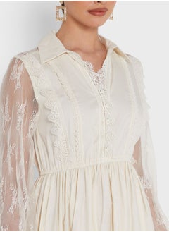 Khizana Mesh Sleeve Embroidered Dress  - Image 3