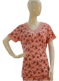 JOANNA JOANNA Women's Floral Design V-Neck Shirt & Trouser Pajama Set, Pink  - Image 2