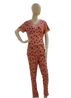 JOANNA JOANNA Women's Floral Design V-Neck Shirt & Trouser Pajama Set, Pink  - Image 1